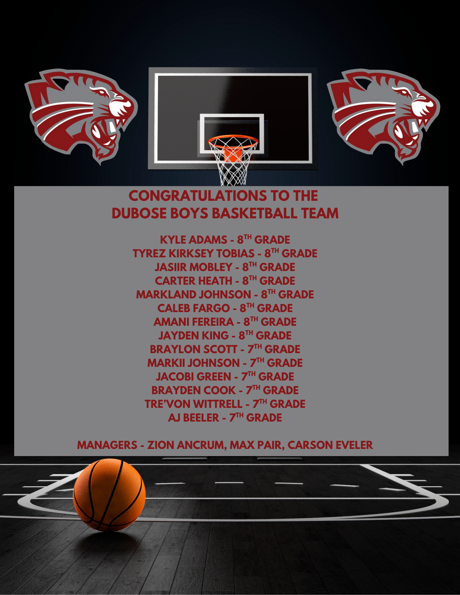Boys Roster Announcement